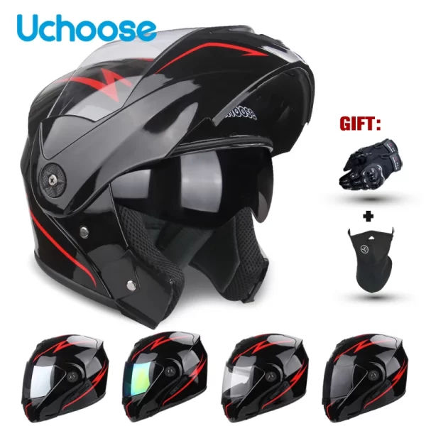 Casco de motocicleta Uchoose con doble lente - compra directa a china - aliexpress